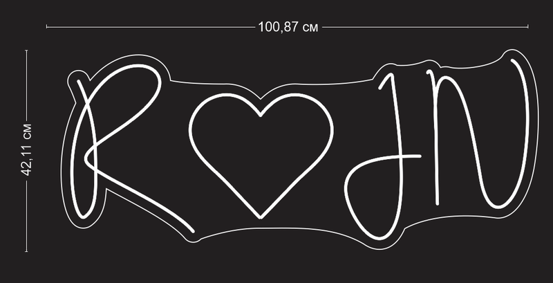 Custom "R heart JN" Neon Sign NeonPilgrim
